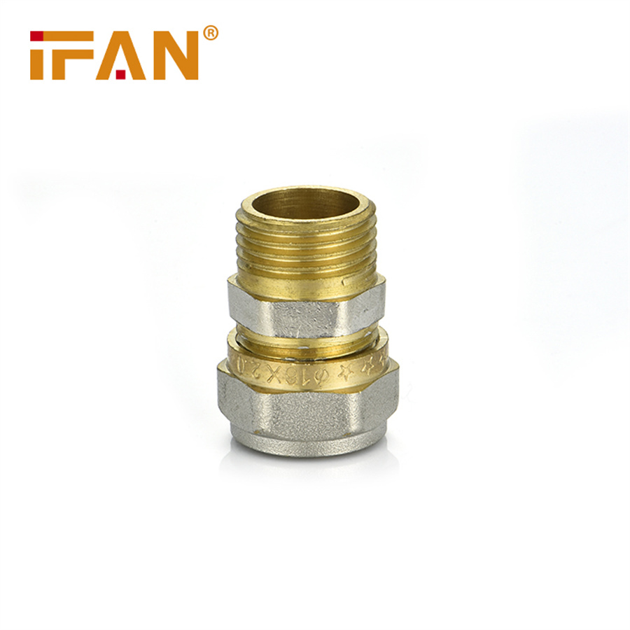 IFAN 全铜镀镍接头 外丝直接 4分6分 铝塑管活接 卡套 黄铜水暖管件 详情图2
