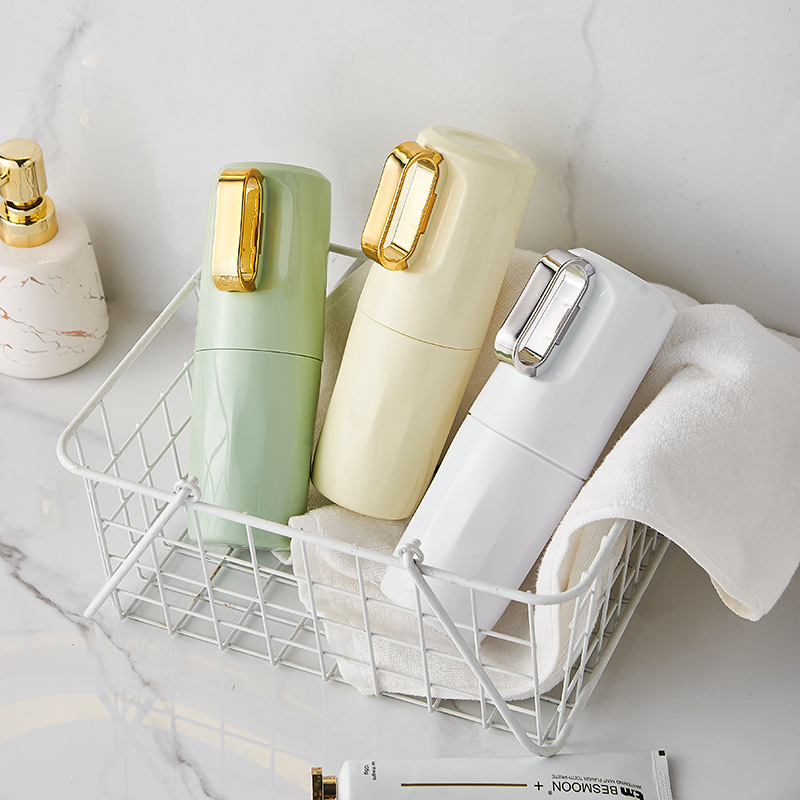 W52-5779 Gold-plated mouthwash cup, couple's convenient toothbrush cup, Travel toothbrush box, toothpaste storage box Item Picture