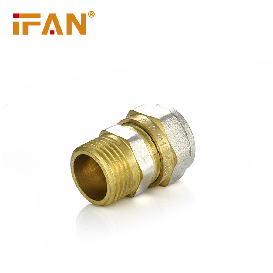 IFAN 全铜镀镍接头 外丝直接 4分6分 铝塑管活接 卡套 黄铜水暖管件 详情图3