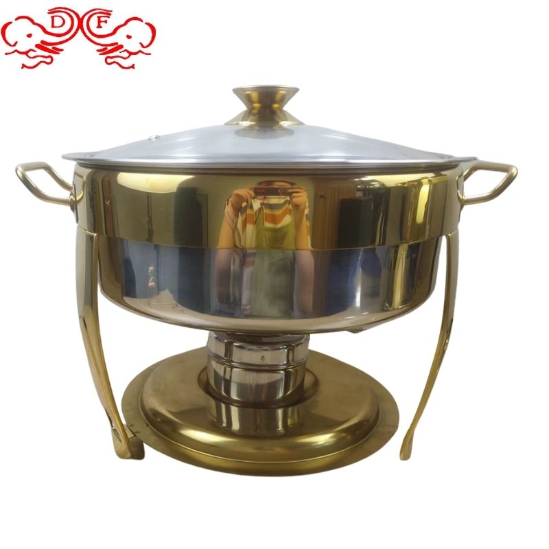 DF99034 Stainless steel buffet stove, golden round alcohol stove, hotel restaurant insulated stove, commercial alcohol stove, kitchen hotel supplies, DF trading house
