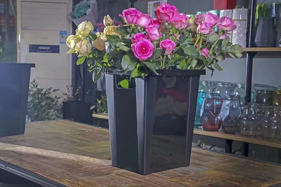 法式养花桶 磨砂鲜花桶 塑料插花桶 花店专用鲜花资材批发详情图4