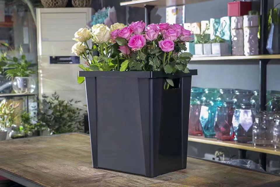法式养花桶 磨砂鲜花桶 塑料插花桶 花店专用鲜花资材批发详情图6