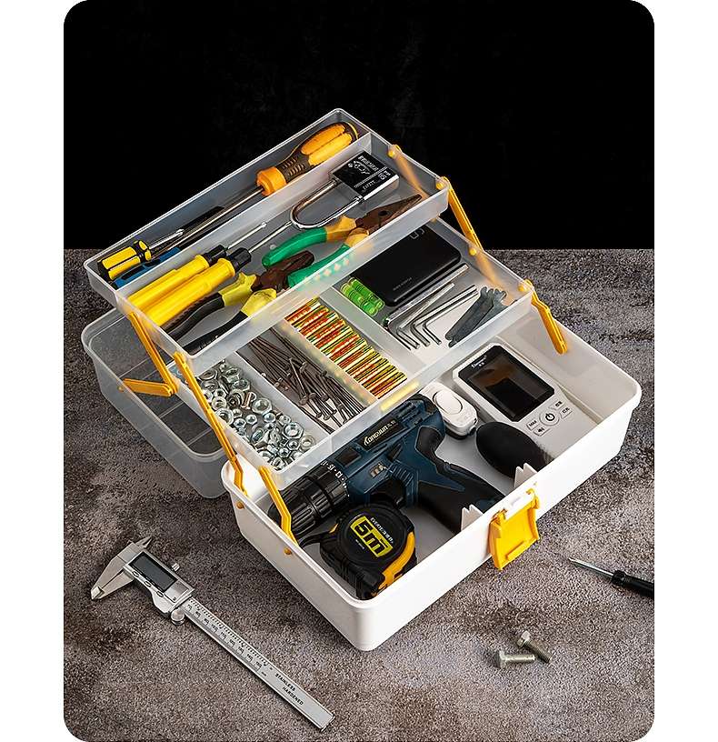 J52-BN-2211 Hardware Tool Storage Box, portable multi-functional electrician toolbox, large-capacity hardware organization box, Toolbox, household zoned storage box, large-capacity portable electrician hardware parts storage box detail image 5