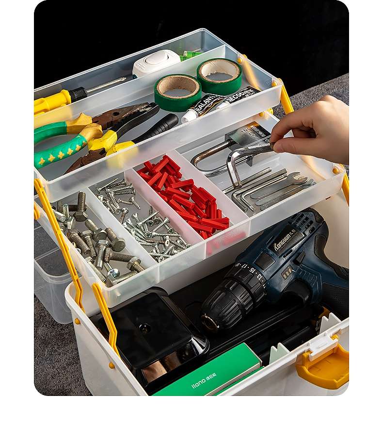 J52-BN-2211 Hardware Tool Storage Box, portable multi-functional electrician toolbox, large-capacity hardware organization box, Toolbox, household zoned storage box, large-capacity portable electrician hardware parts storage box detail image 8
