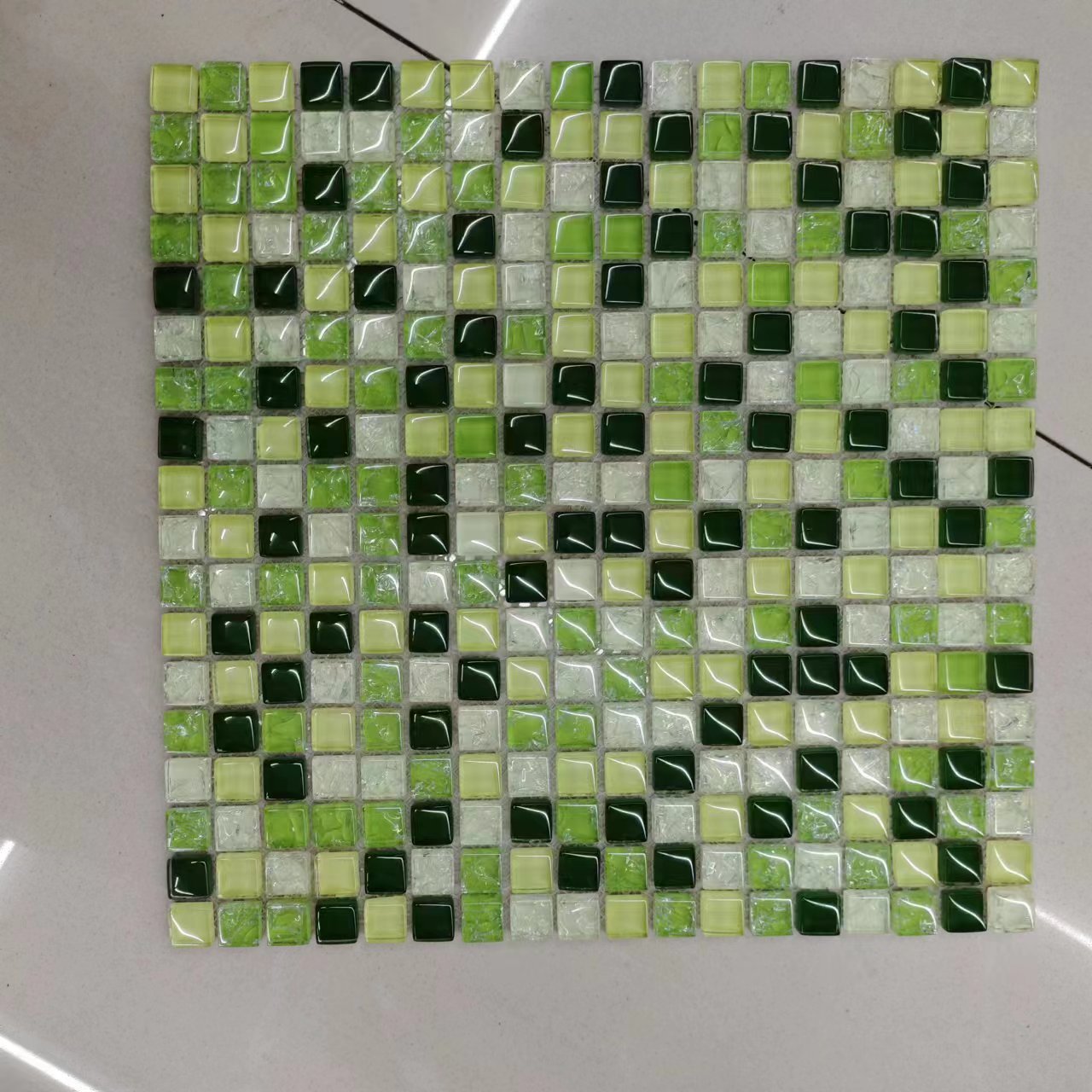 Crystal glass Mosaic tiles. Small TV background wall tiles, wall-mounted water pool, self-adhesive wall-mounted water pool, Mosaic, swimming pool, Mosaic Specification image