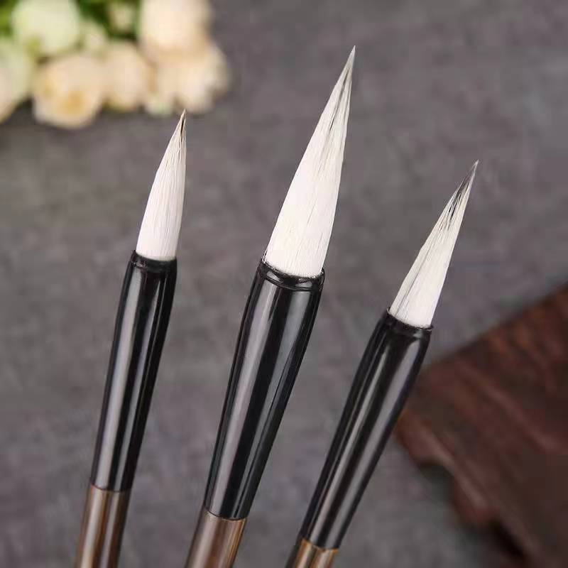 【 Chengzhen 】 White Cloud Brush Set for Beginners to learn Large, Medium and Small Regular Script, Goat hair brush for Adults details Picture