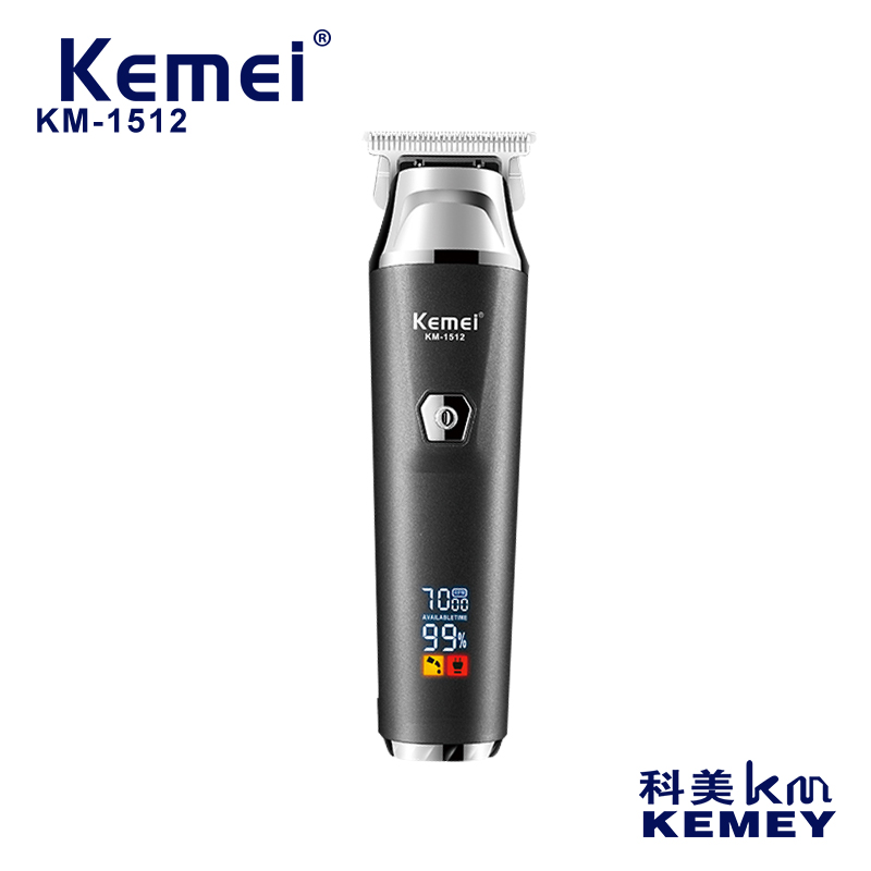 科美/KEMEI跨境智能显示屏电推剪精钢刀头锂电池专业电推子理发器
