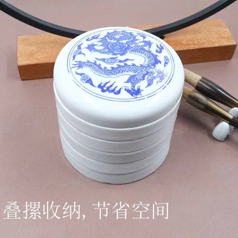 Jingdezhen seis capas de cerámica paleta de color con tapa para estudiantes de arte gouache especial acuarela pintura nacional plato de color paleta de pintura details Picture
