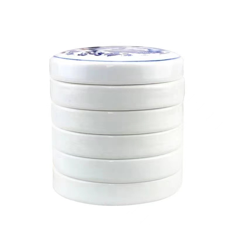 Jingdezhen seis capas de cerámica paleta de color con tapa para estudiantes de arte gouache especial acuarela pintura nacional plato de color paleta de pintura Item Picture
