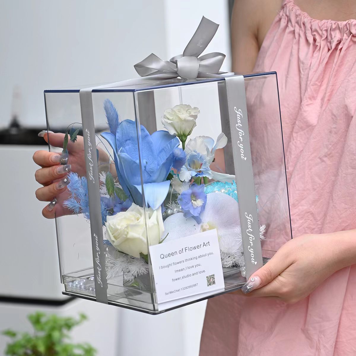 透明亚克力方盒 鲜花礼品盒轻奢礼物手办展示盒防尘罩厂家直销详情图6