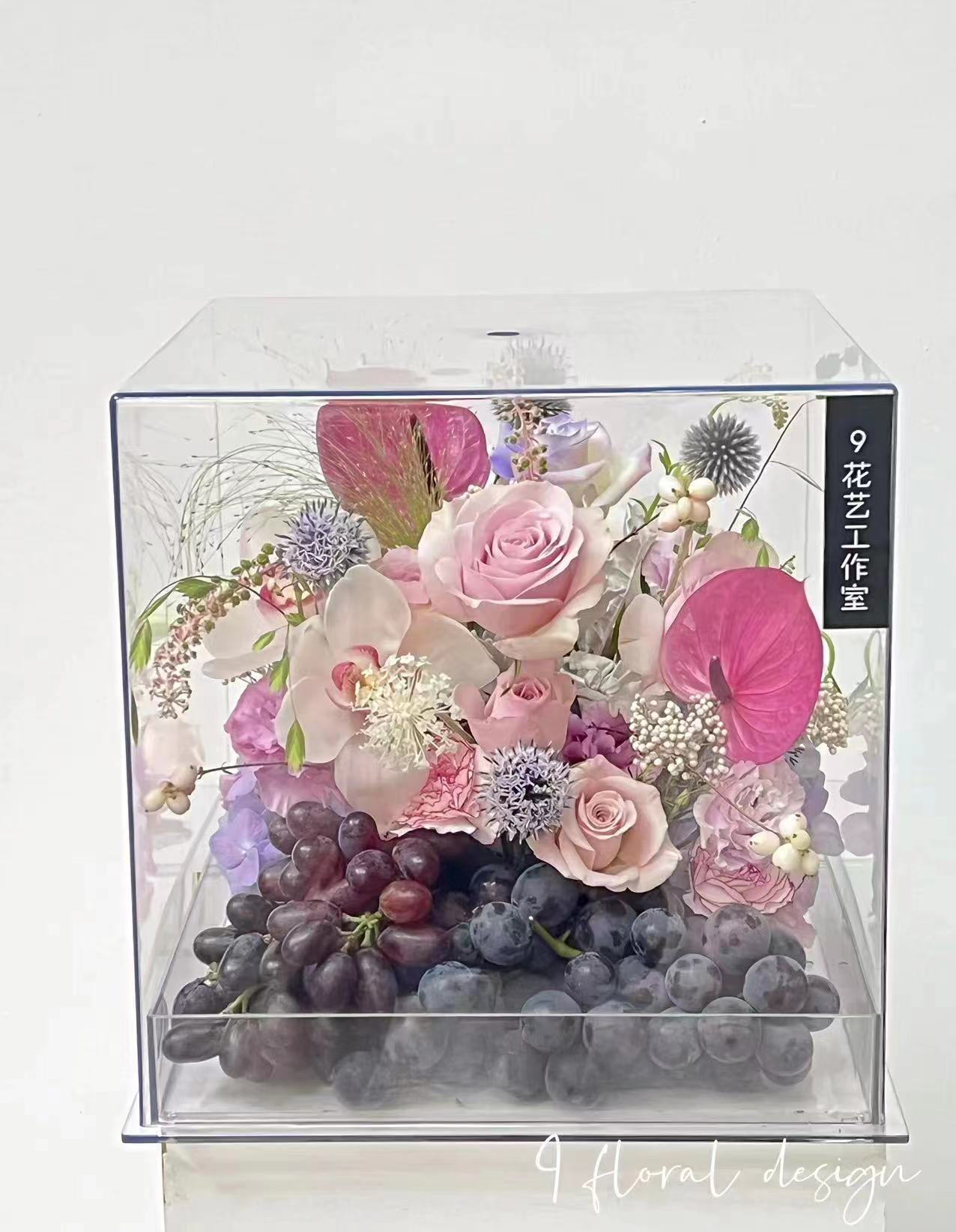 透明亚克力方盒 鲜花礼品盒轻奢礼物手办展示盒防尘罩厂家直销详情图3