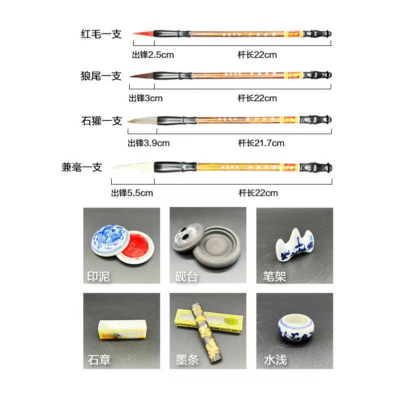 墨砚、文房四宝套件实物图