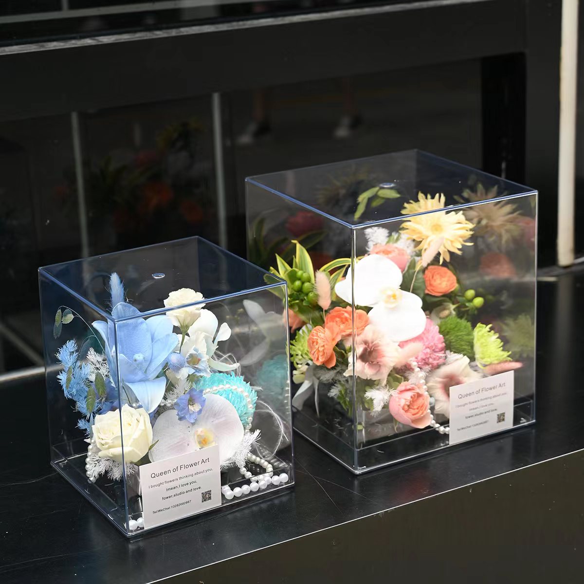 透明亚克力方盒 鲜花礼品盒轻奢礼物手办展示盒防尘罩厂家直销详情图7