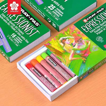日本樱花牌中粗油画棒25色36色12色50色重彩画笔套装儿童蜡笔
