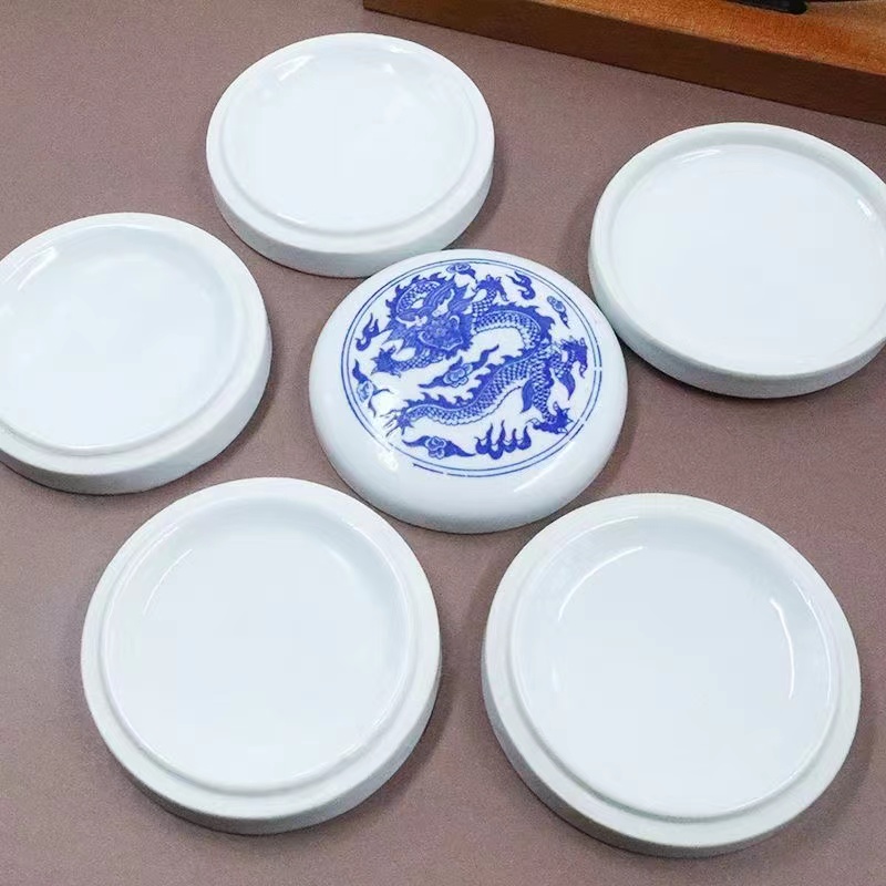 Jingdezhen seis capas de cerámica paleta de color con tapa para estudiantes de arte gouache especial acuarela pintura nacional plato de color paleta de pintura Application Scenario