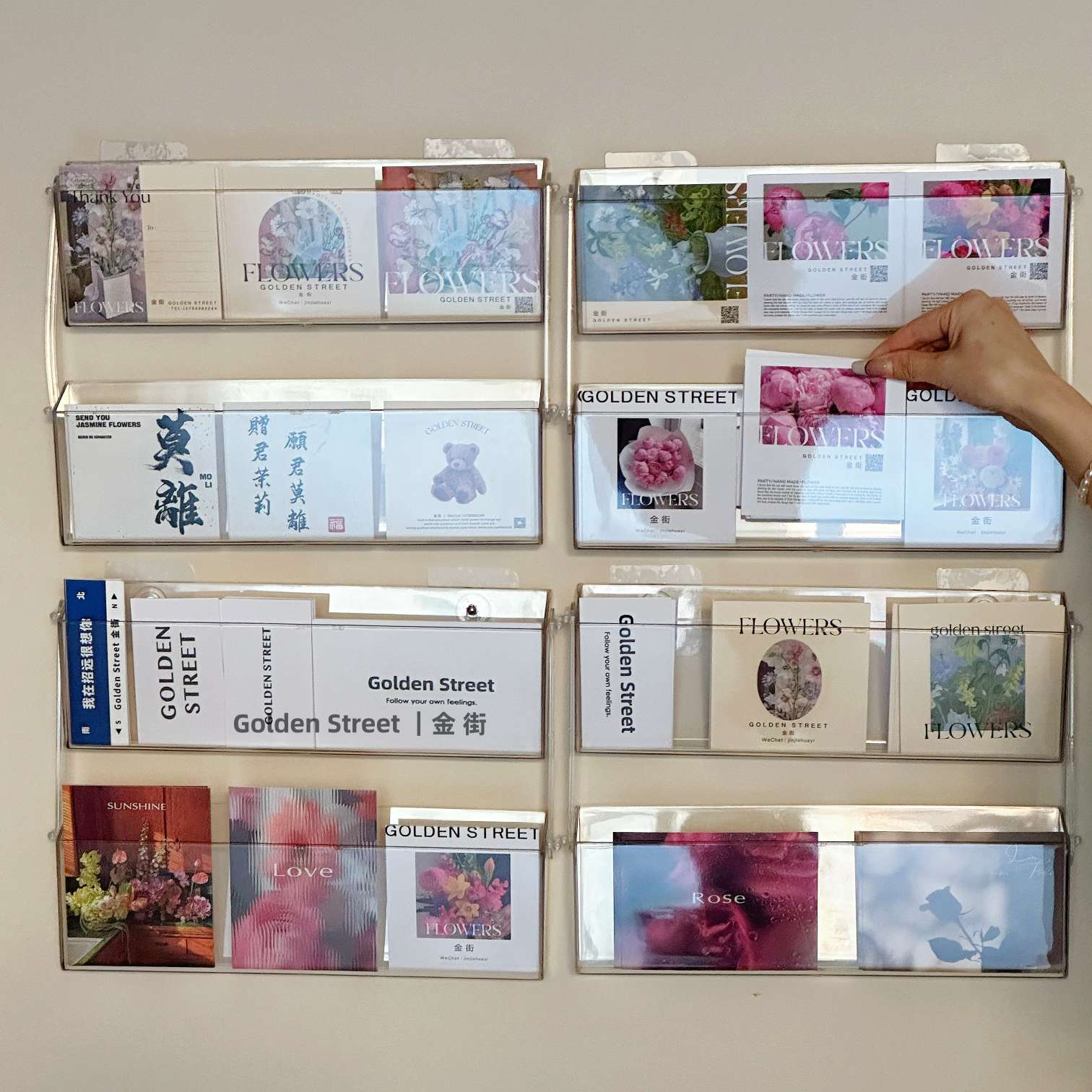 花艺卡片收纳架前台商务大容量透明亚克力卡片名片创意收纳盒厂家详情图6
