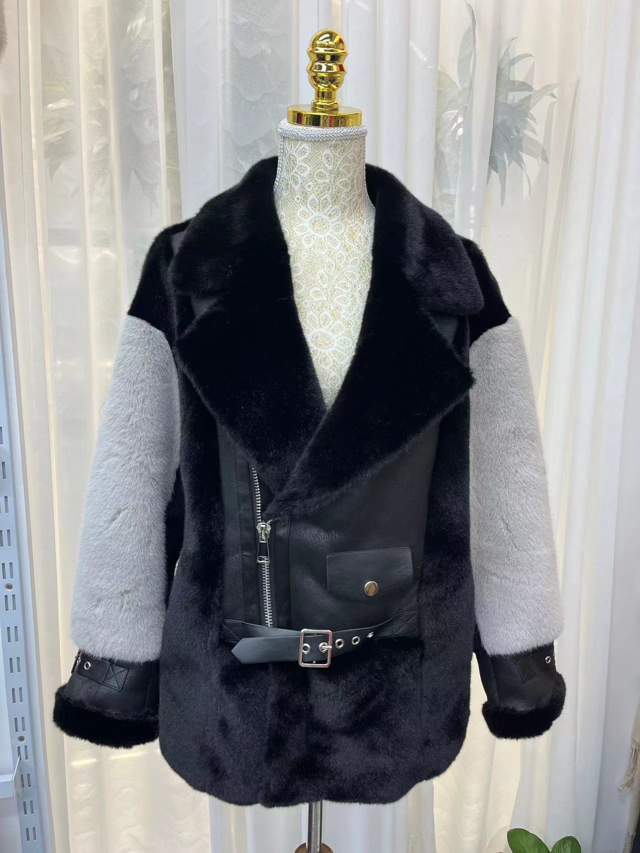 New Trend Fashion Fur 2023 Winter Fur Integrated Motorcycle Suit Environmental Imitation Mink Coat