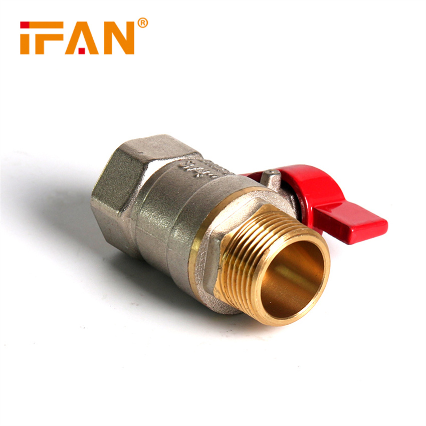 IFAN copper ball valve 6 minutes 1 inch external thread tap water switch two-piece DN20 double external thread ball valve thickened copper valve details Picture