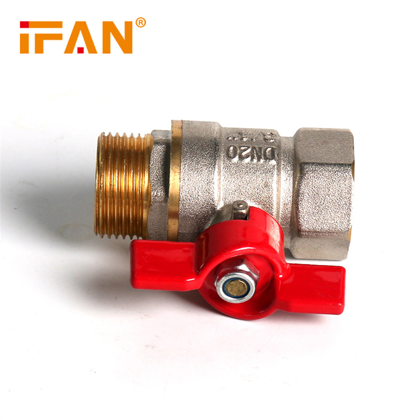 IFAN copper ball valve 6 minutes 1 inch external thread tap water switch two-piece DN20 double external thread ball valve thickened copper valve Specification image