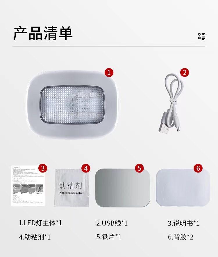 Factory wholesale car reading lights, LED lights, USB charging, strong magnetic roof lights, trunk lighting lights, multi-mode pic 13