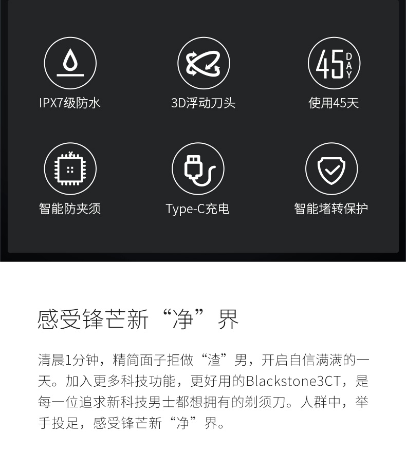 映趣2022新品BS3CT全身水洗便携车载刮胡刀独立浮动刀头剃须刀详情2