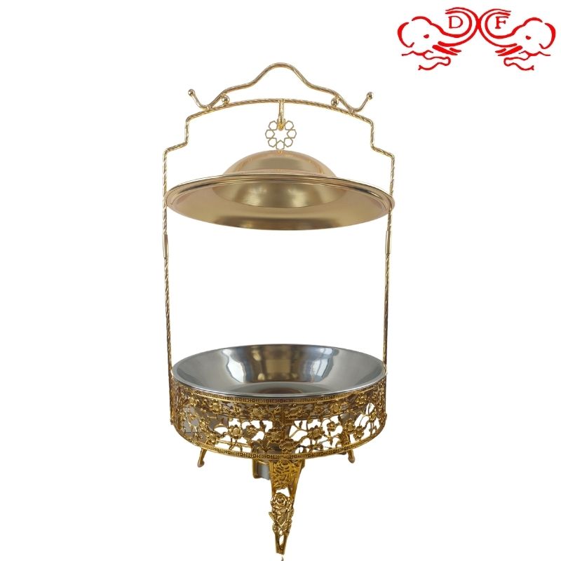 DF68093 stainless steel golden alcohol stove, hot pot hanging lid, hotel restaurant buffet stove, insulated heating container, kitchen hotel supplies DFtradinghouse Specification image