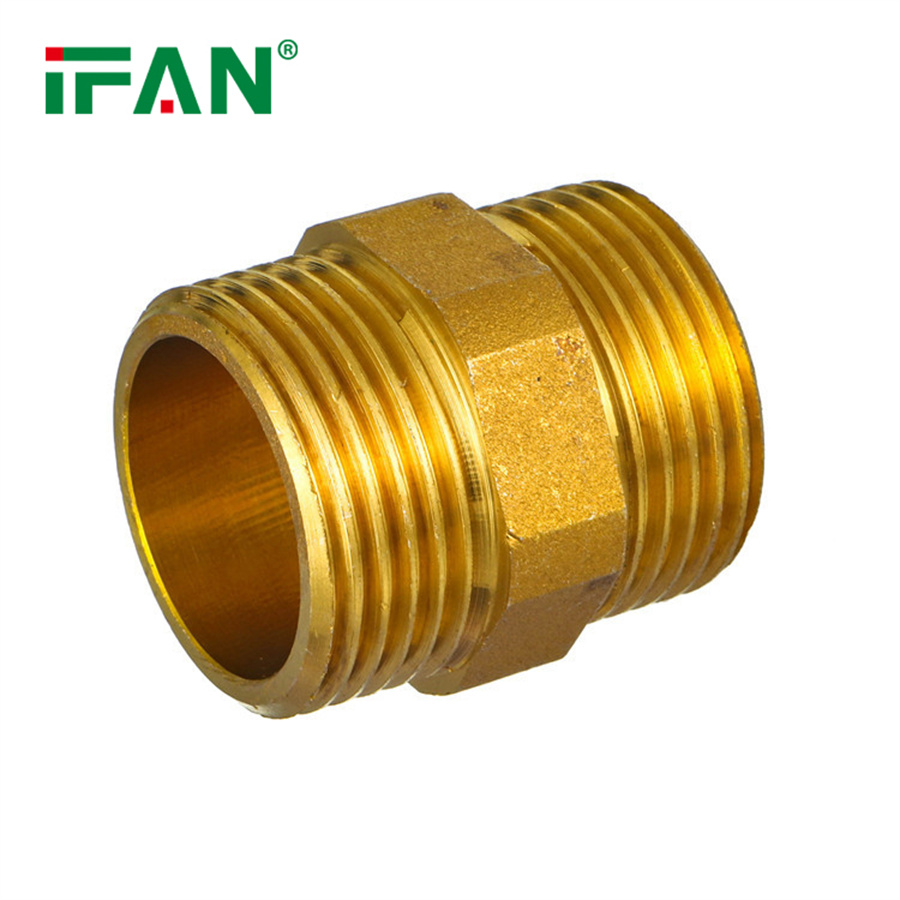 IFAN all-copper external wire straight-through connection for water inlet pipe fittings, 4-inch, 6-inch, 1-inch external thread direct brass double external wire alignment