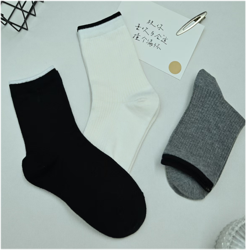 袜子女纯棉秋冬复古原木色中筒纯色学生袜子详情6