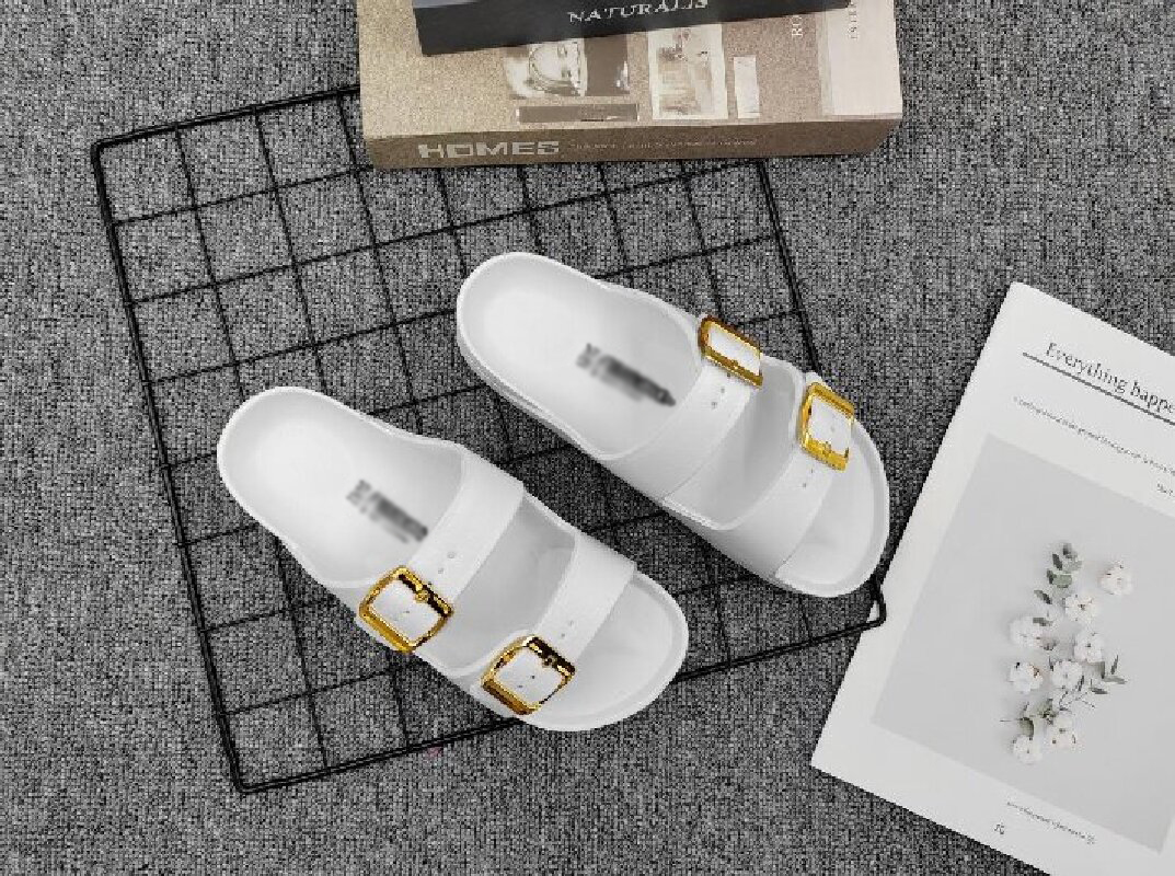 New metal buckle casual one-shoulder slippers for foreign trade, simple outdoor wear on the beach, trendy for couples, and light for summer details Picture