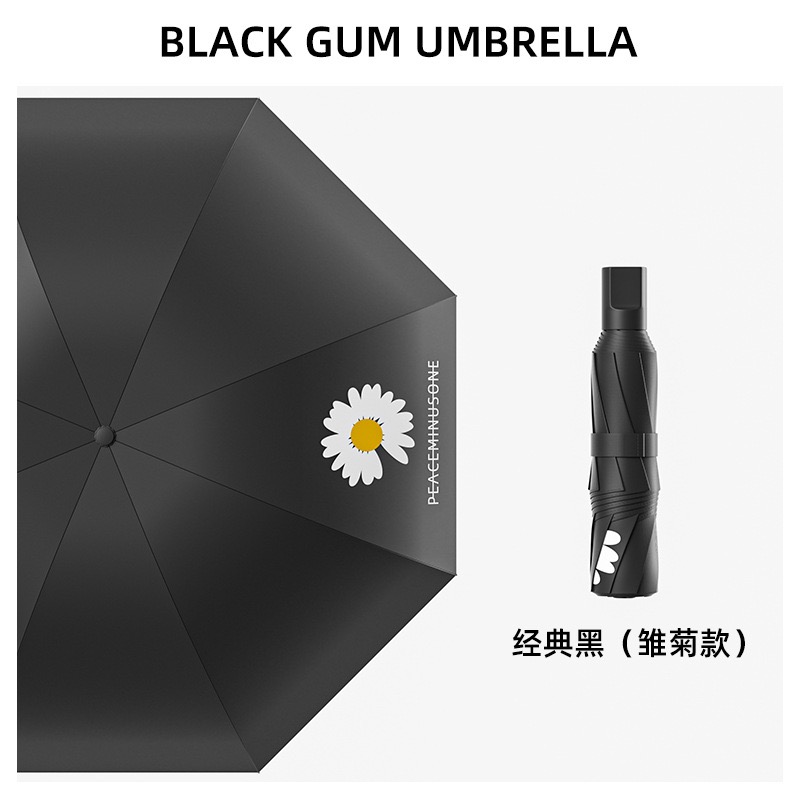 The Daisy all-weather umbrella is simple and elegant for girls, providing shade, sun protection and UV protection. It is a black rubber sun umbrella, a gift umbrella, and a printed logo advertising umbrella Specification image