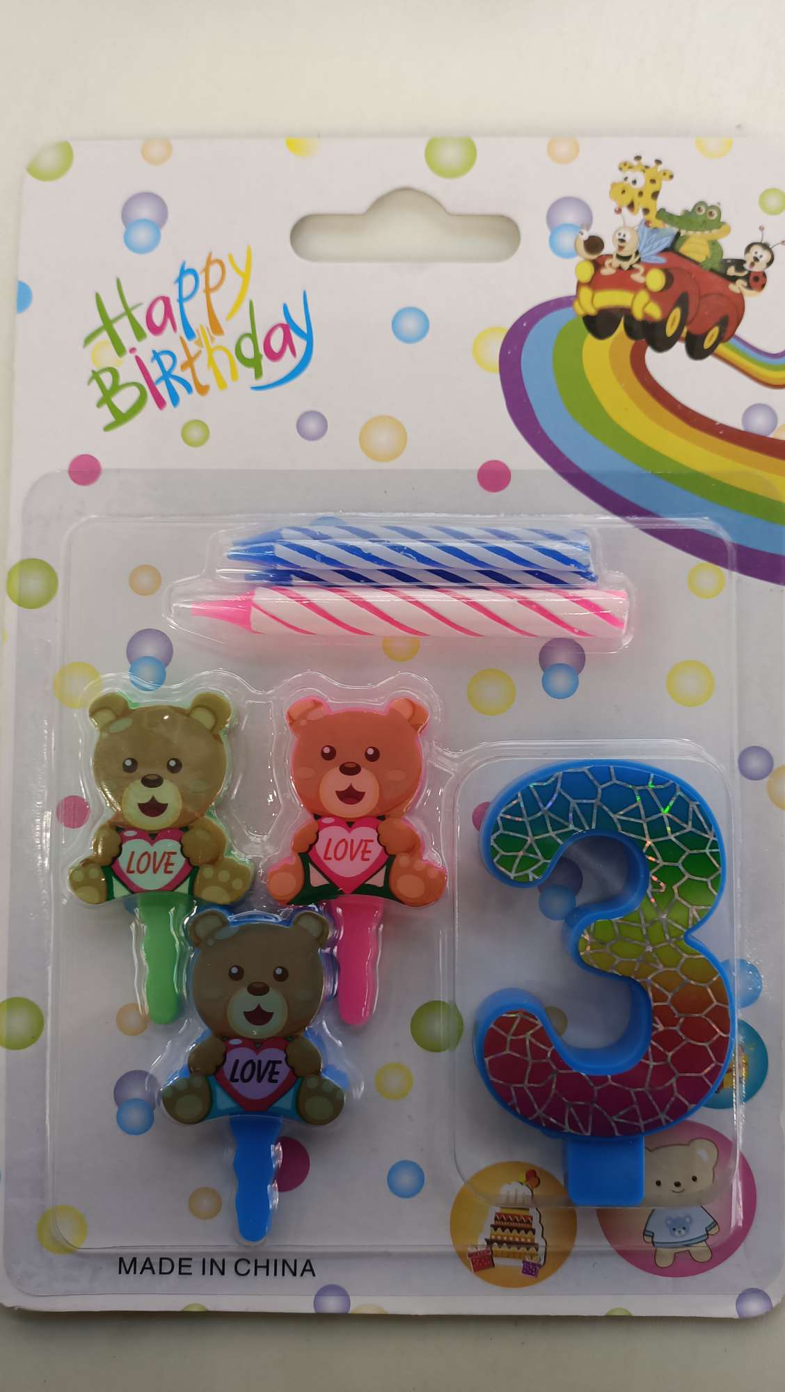 枫林渐变镭射＋3PC卡通系列生日蜡烛热销款
