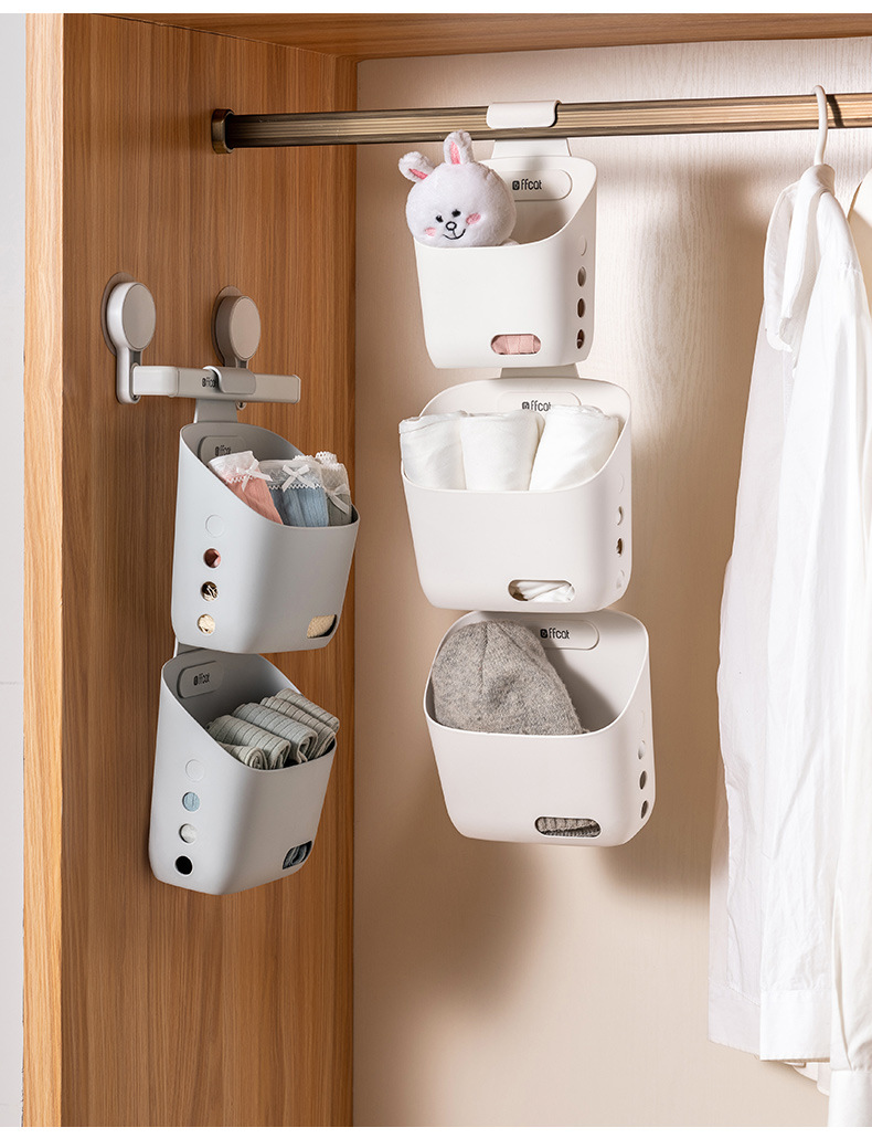 F33-55209 Bathroom wall-mounted storage basket, kitchen ginger and garlic storage basket, cosmetics storage basket, wardrobe storage basket, multi-layer small hanging basket in bathroom, miscellaneous storage basket, book storage small hanging basket detail image 10