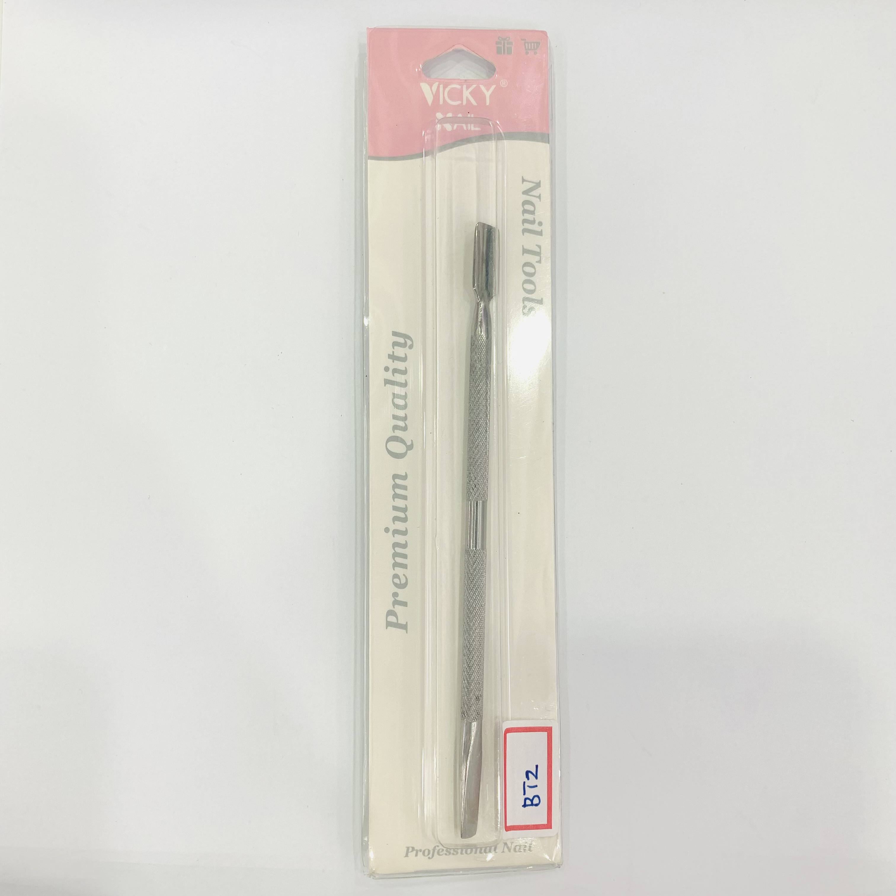 Bt2 Steel Pusher, Stainless Steel, Exfoliating Nail Polish Remover, Double-Head Exfoliating Nail Tool