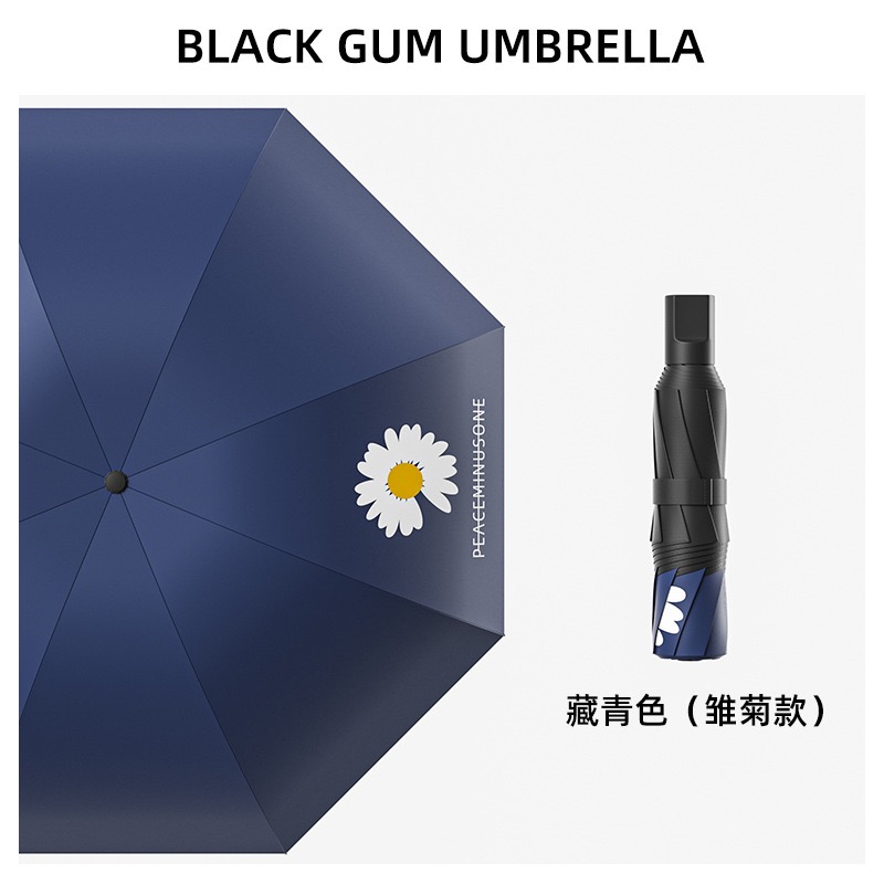 The Daisy all-weather umbrella is simple and elegant for girls, providing shade, sun protection and UV protection. It is a black rubber sun umbrella, a gift umbrella, and a printed logo advertising umbrella Item Picture