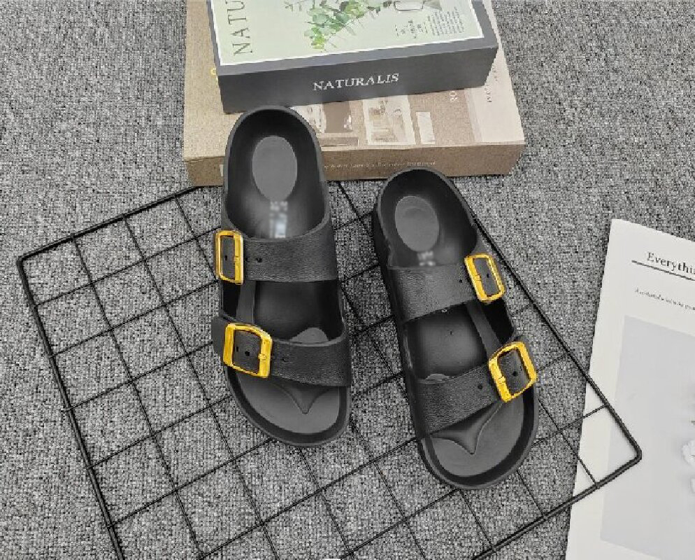 New metal buckle casual one-shoulder slippers for foreign trade, simple outdoor wear on the beach, trendy for couples, and light for summer