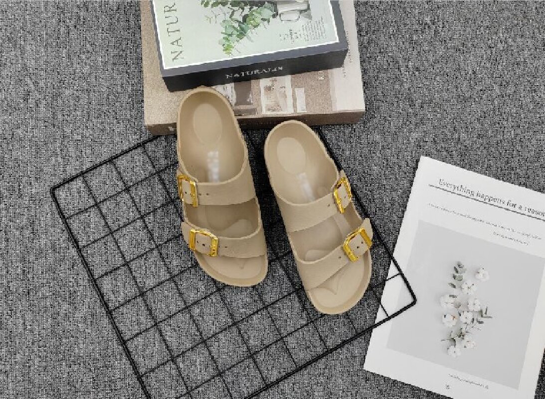 New metal buckle casual one-shoulder slippers for foreign trade, simple outdoor wear on the beach, trendy for couples, and light for summer Item Picture