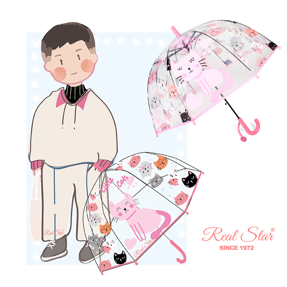 RST042A Cartoon Cat Umbrella Arch Apollo Umbrella Mushroom small umbrella long handle straight umbrella wholesale Specification drawing
