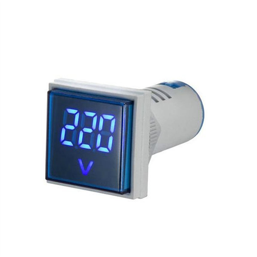 LED small voltage and current digital display indicator light, 22mm square dual-display meter, red, yellow, green, blue and white, AC 24-500V