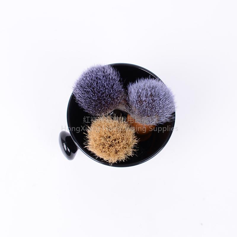 新款胡须刷/塑料碗/发廊家用/剃须泡沫碗/剃须膏碗/黑色皂碗/美发用品产品图