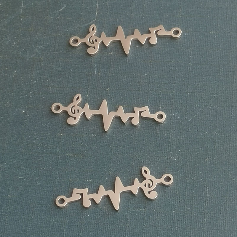 Electrocardiogram note titanium steel stainless steel bracelet pendant, a best-selling cross-border export water wave DIY jewelry accessory