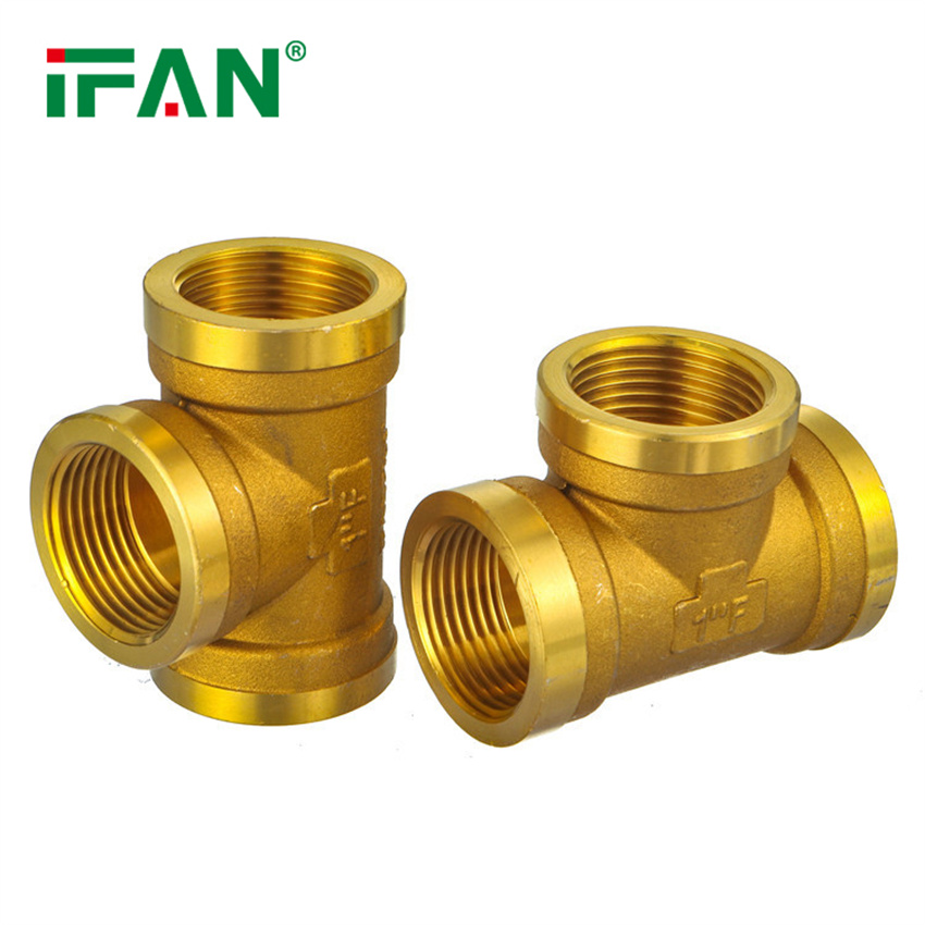 IFAN external thread three-way copper joint DN15, external thread all-copper home decoration equal diameter 4mm and 6mm external thread elbow, brass plumbing pipe fittings