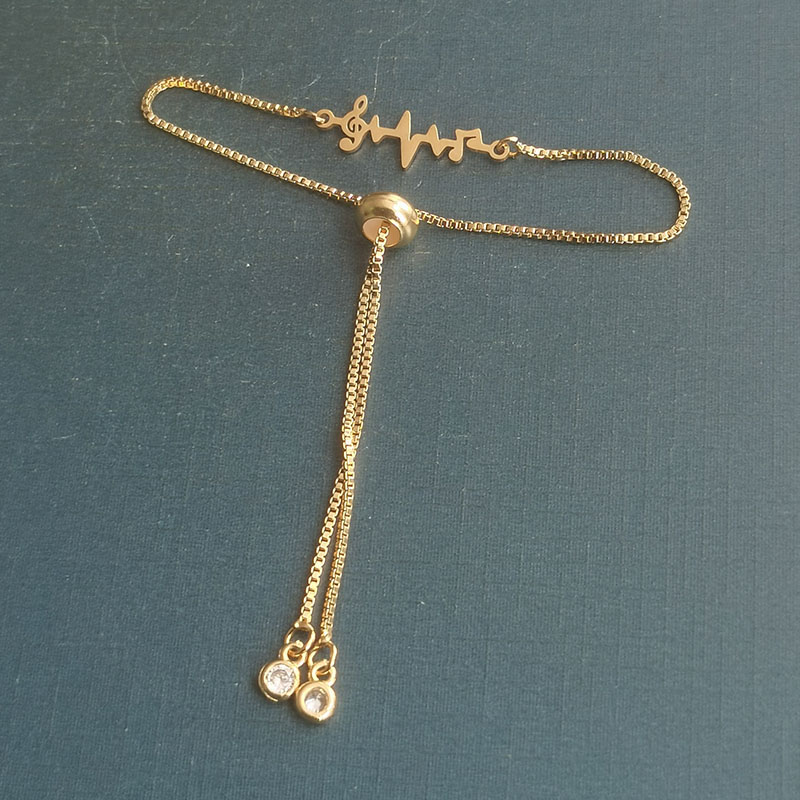 Electrocardiogram note titanium steel stainless steel bracelet pendant, a best-selling cross-border export water wave DIY jewelry accessory detail image 6