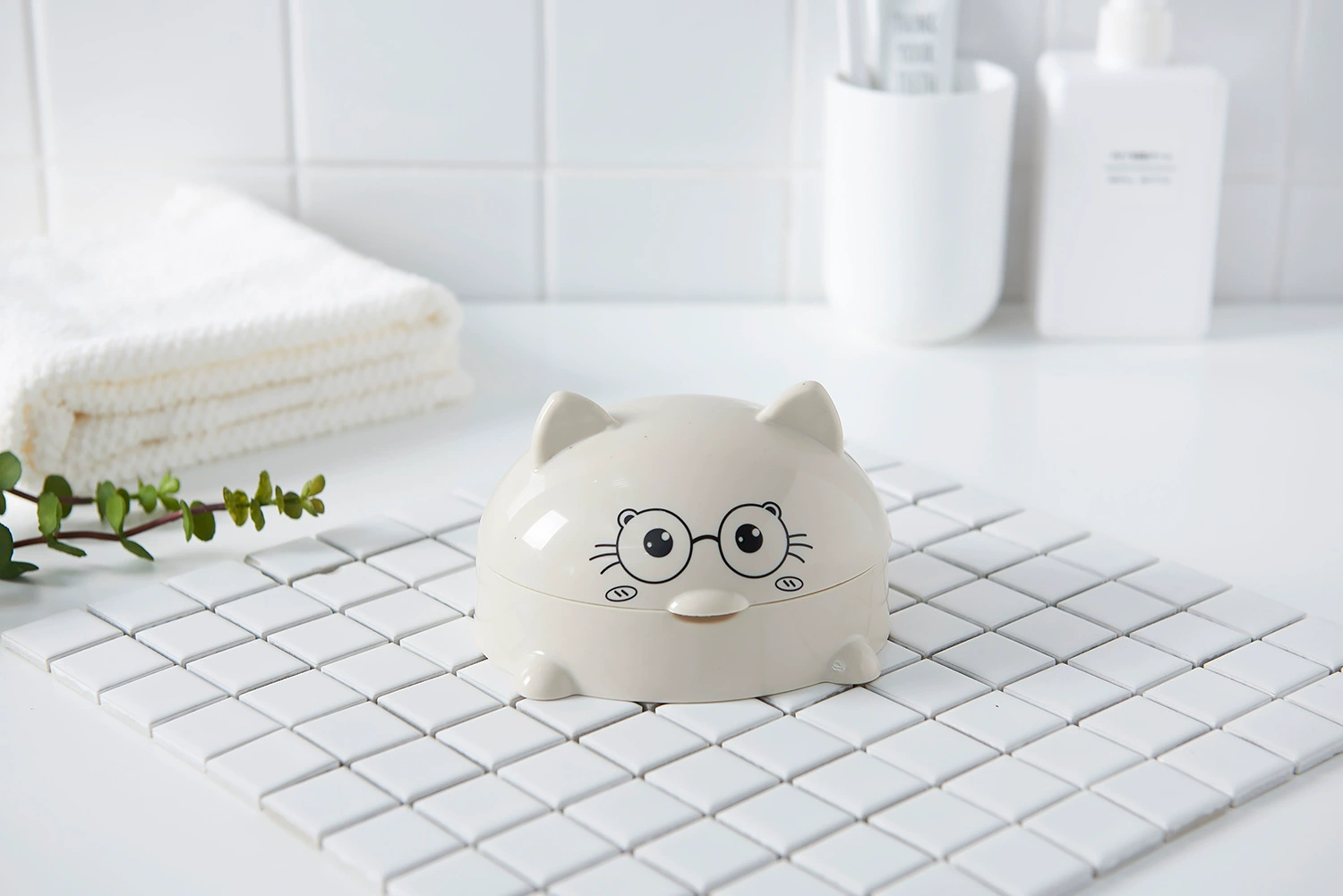 H72- Kitten Soap Box with Lid, Cartoon Soap Box, Draining Soap Box, Nordic Soap Tray, Large Soap Storage Box, Cartoon Kitten Soap Box with Lid detail image 9