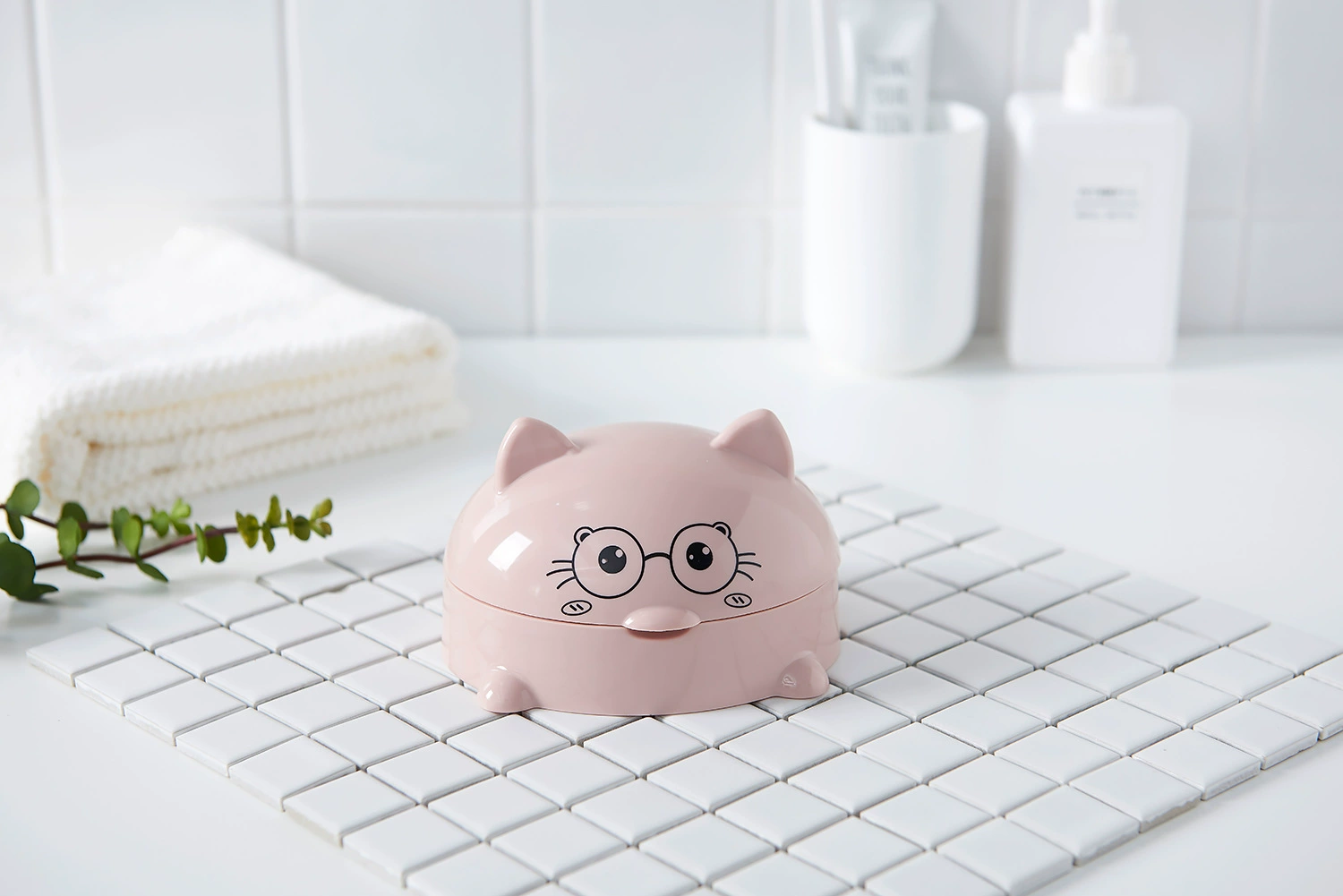 H72- Kitten Soap Box with Lid, Cartoon Soap Box, Draining Soap Box, Nordic Soap Tray, Large Soap Storage Box, Cartoon Kitten Soap Box with Lid detail image 8