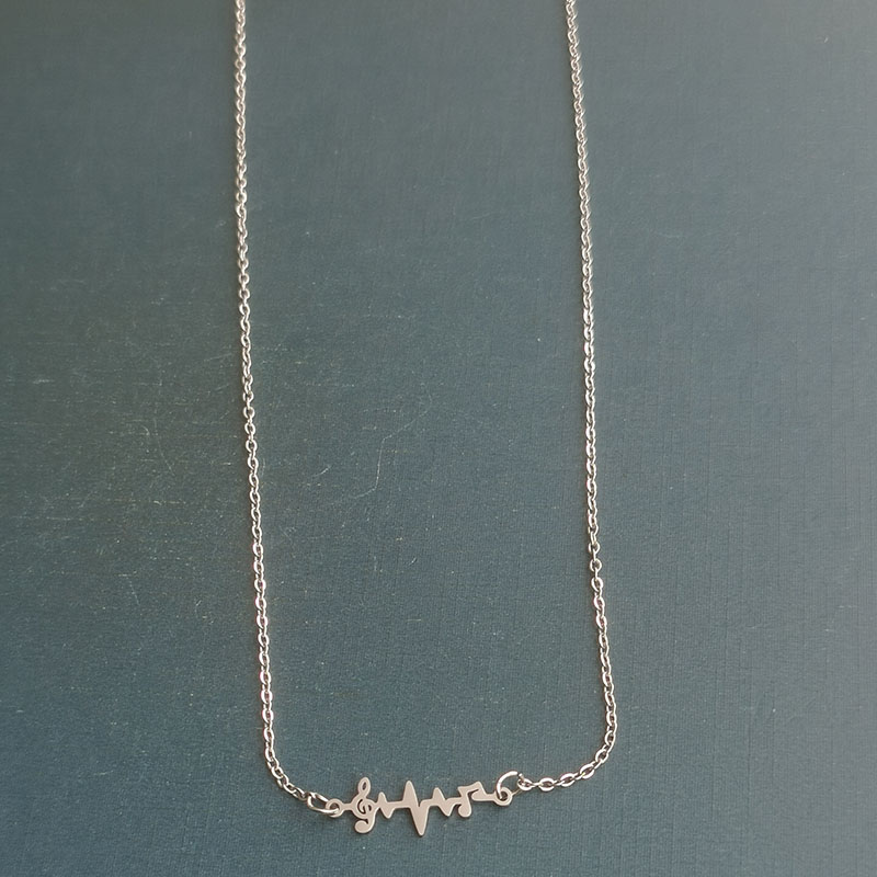 Electrocardiogram note titanium steel stainless steel bracelet pendant, a best-selling cross-border export water wave DIY jewelry accessory detail image 4