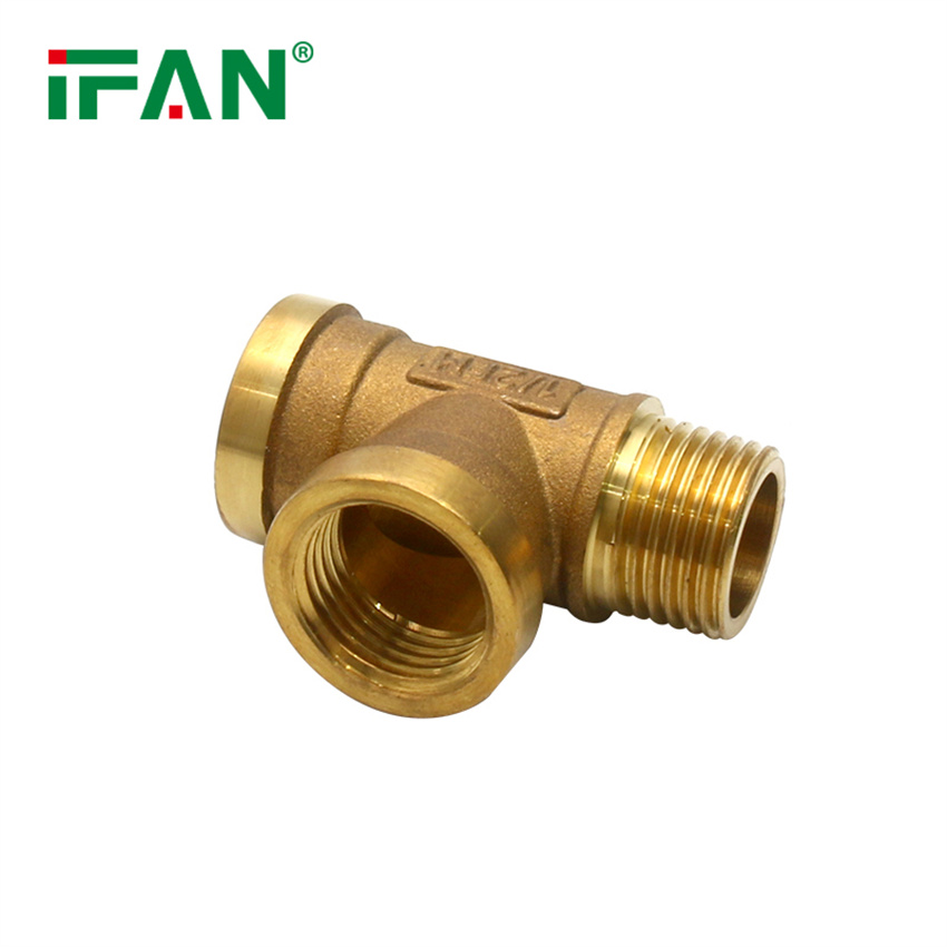 IFAN external thread three-way copper joint DN15, external thread all-copper home decoration equal diameter 4mm and 6mm external thread elbow, brass plumbing pipe fittings Specification image