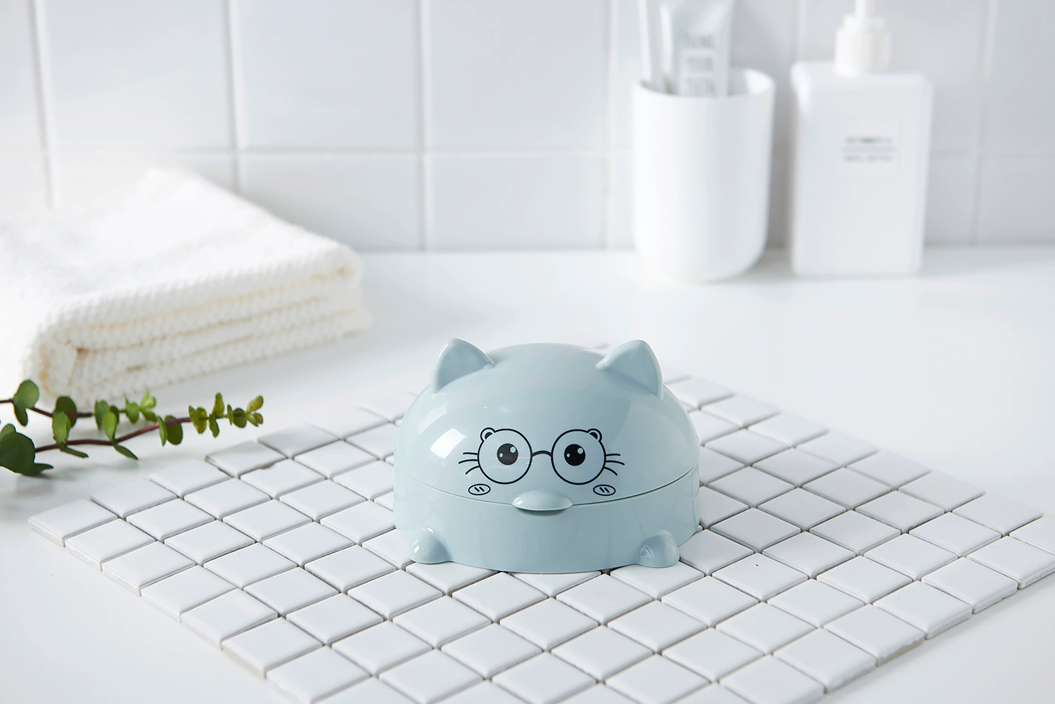 H72- Kitten Soap Box with Lid, Cartoon Soap Box, Draining Soap Box, Nordic Soap Tray, Large Soap Storage Box, Cartoon Kitten Soap Box with Lid detail image 7