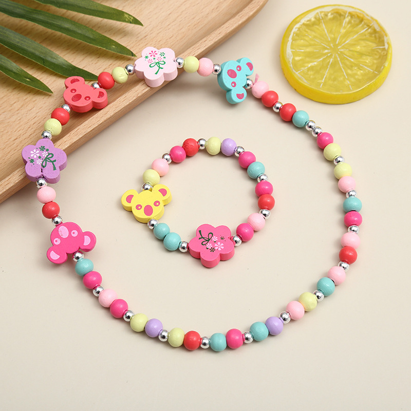 Color Koala Creative New Children's Accessories Cartoon Animal Bracelet Bracelet Necklace Set Color Bead Set Wholesale Manufacturers Item Picture