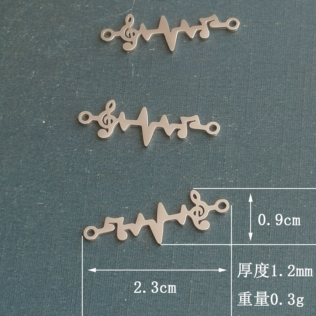 Electrocardiogram note titanium steel stainless steel bracelet pendant, a best-selling cross-border export water wave DIY jewelry accessory detail image 2