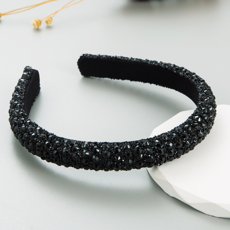 Black rhinestone headband, Korean version of Instagram cross-border colorful rhinestone full drill bit headband, the same as the trendy Internet celebrity's super dazzling and elegant headwear